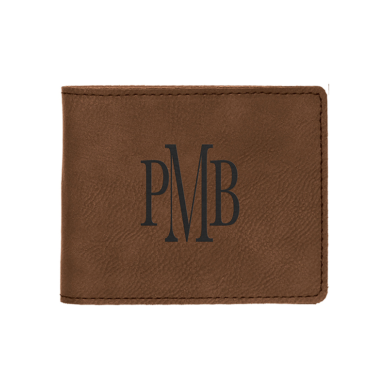 Portafoglio da uomo bifold in similpelle laserabile con tasca portamonete