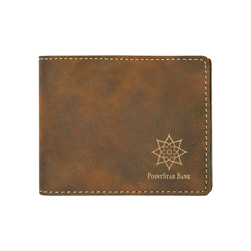 Portafoglio da uomo bifold in similpelle laserabile con tasca portamonete