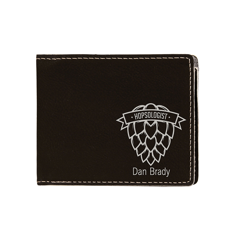 Portafoglio da uomo bifold in similpelle laserabile con tasca portamonete