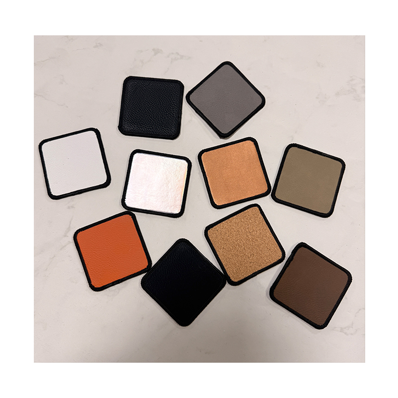 Toppa Merrow in similpelle laserabile quadrata da 3 x 3 pollici con adesivo