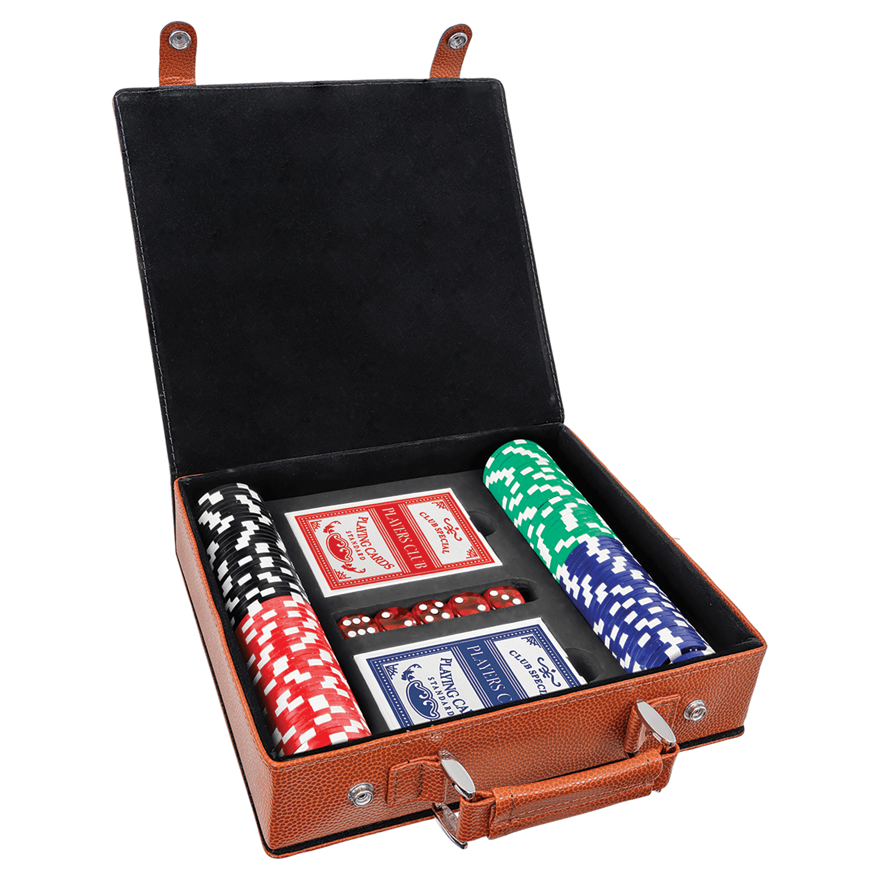 Set da poker, carte e dadi in similpelle laserabile