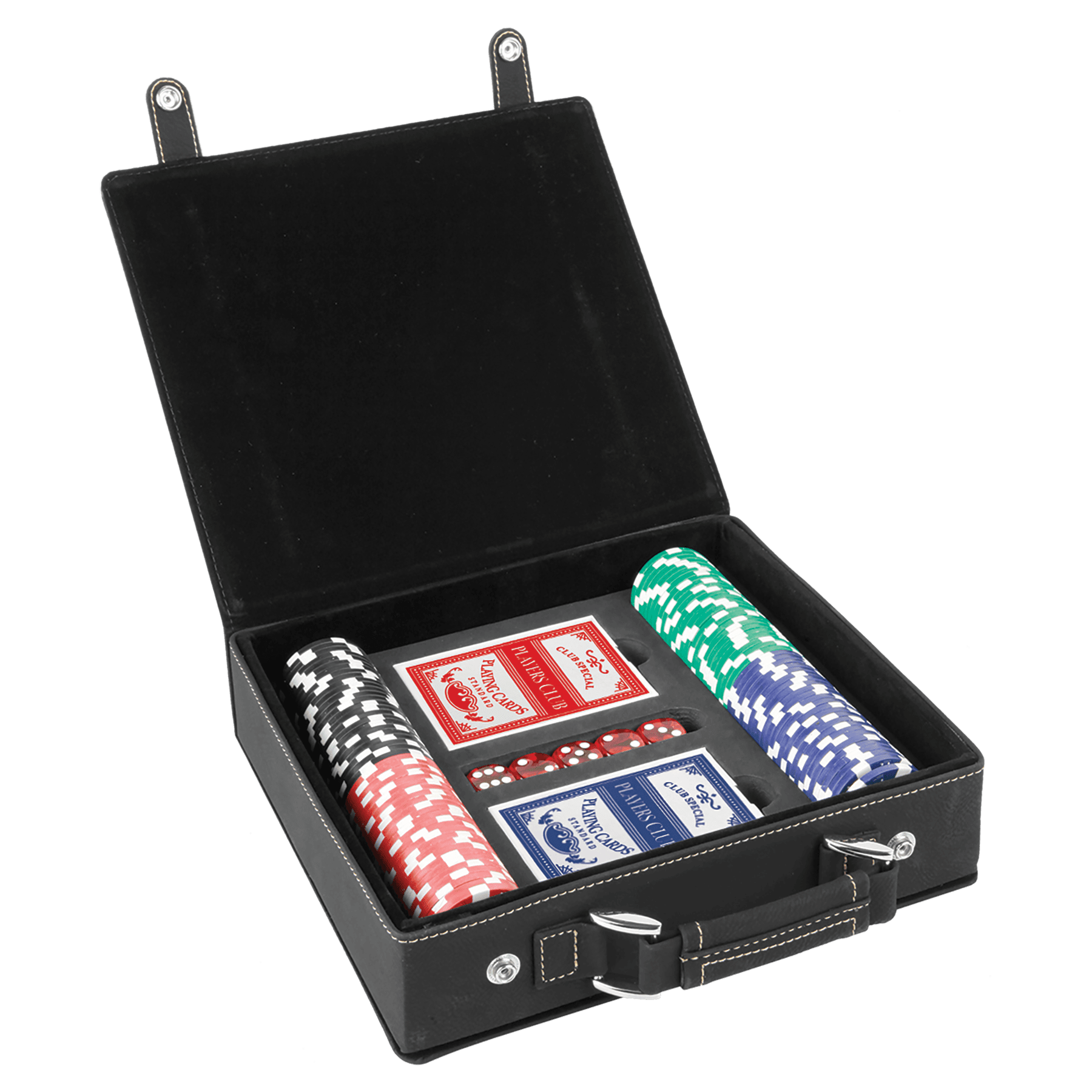 Set da poker, carte e dadi in similpelle laserabile