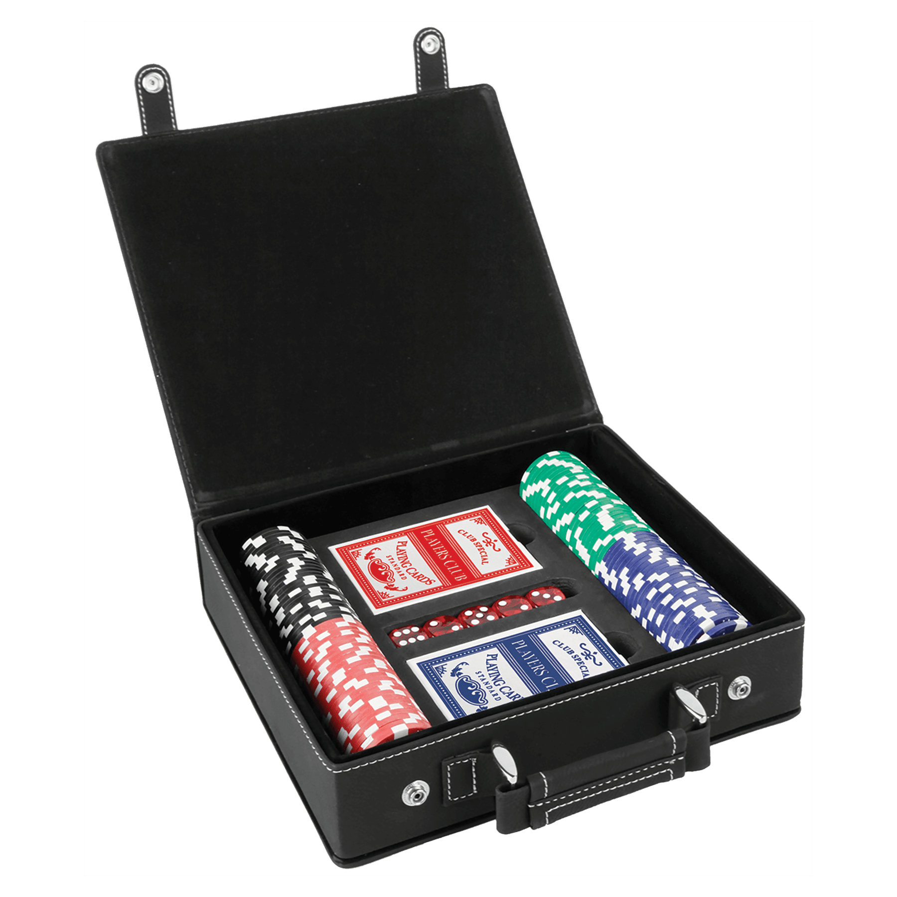 Set da poker, carte e dadi in similpelle laserabile