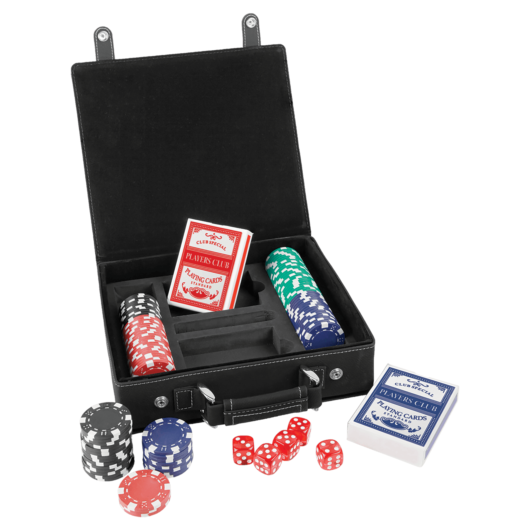 Set da poker, carte e dadi in similpelle laserabile