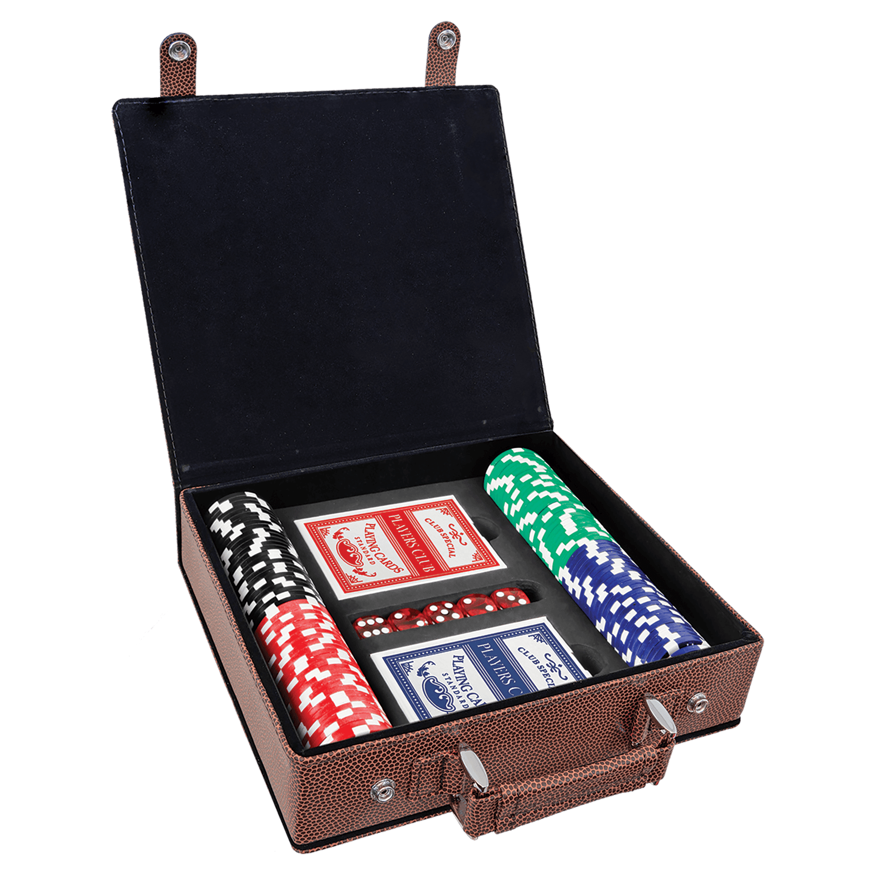 Set da poker, carte e dadi in similpelle laserabile