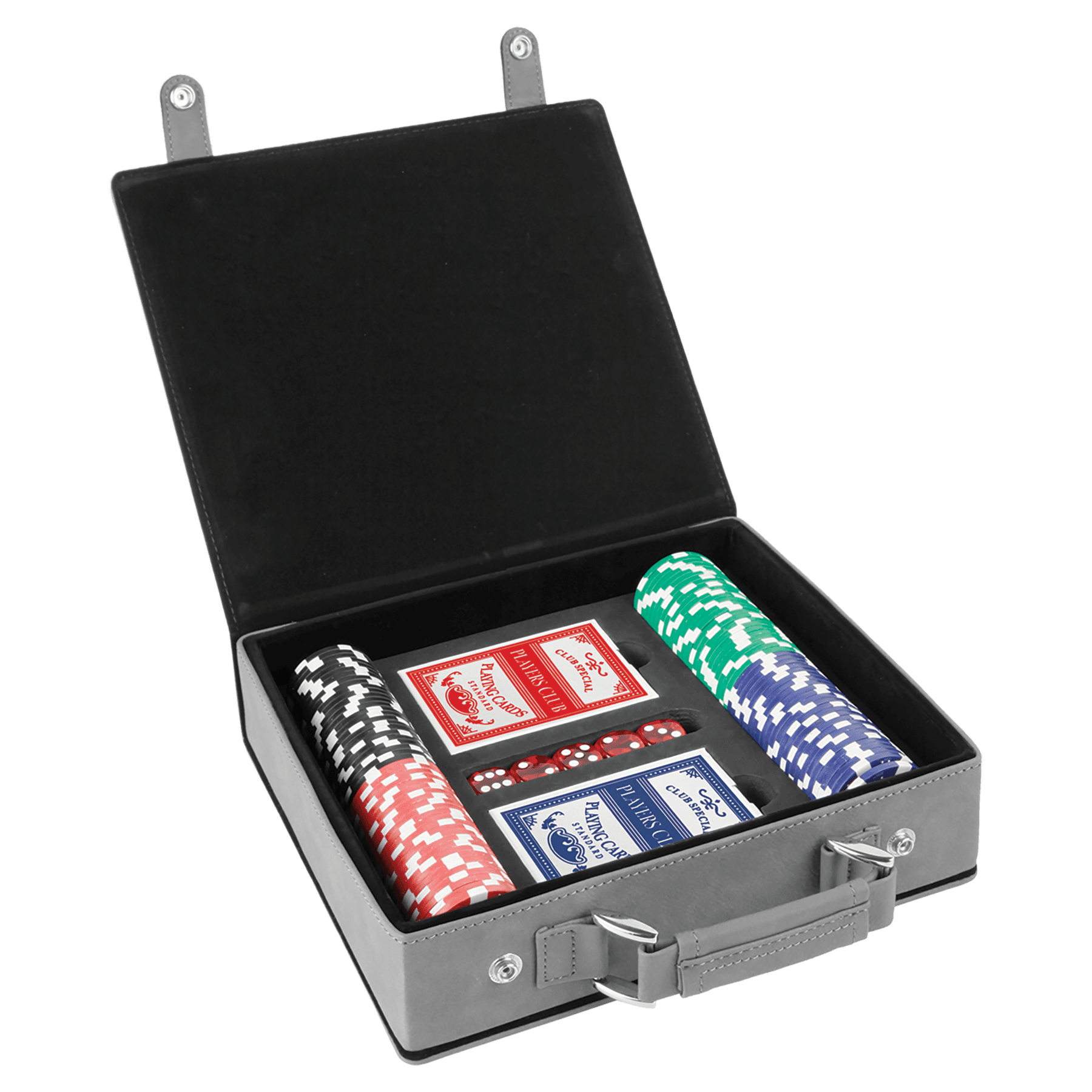 Set da poker, carte e dadi in similpelle laserabile