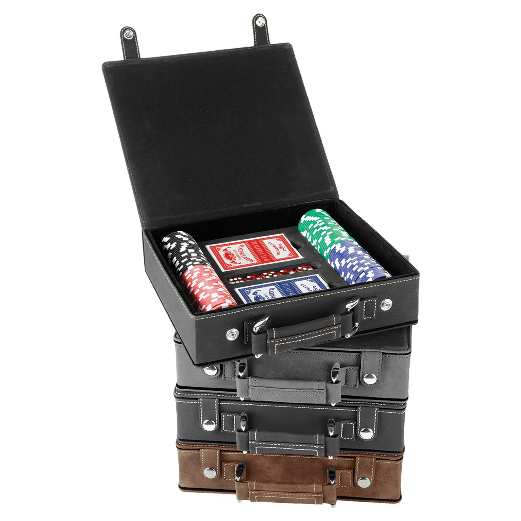 Set da poker, carte e dadi in similpelle laserabile