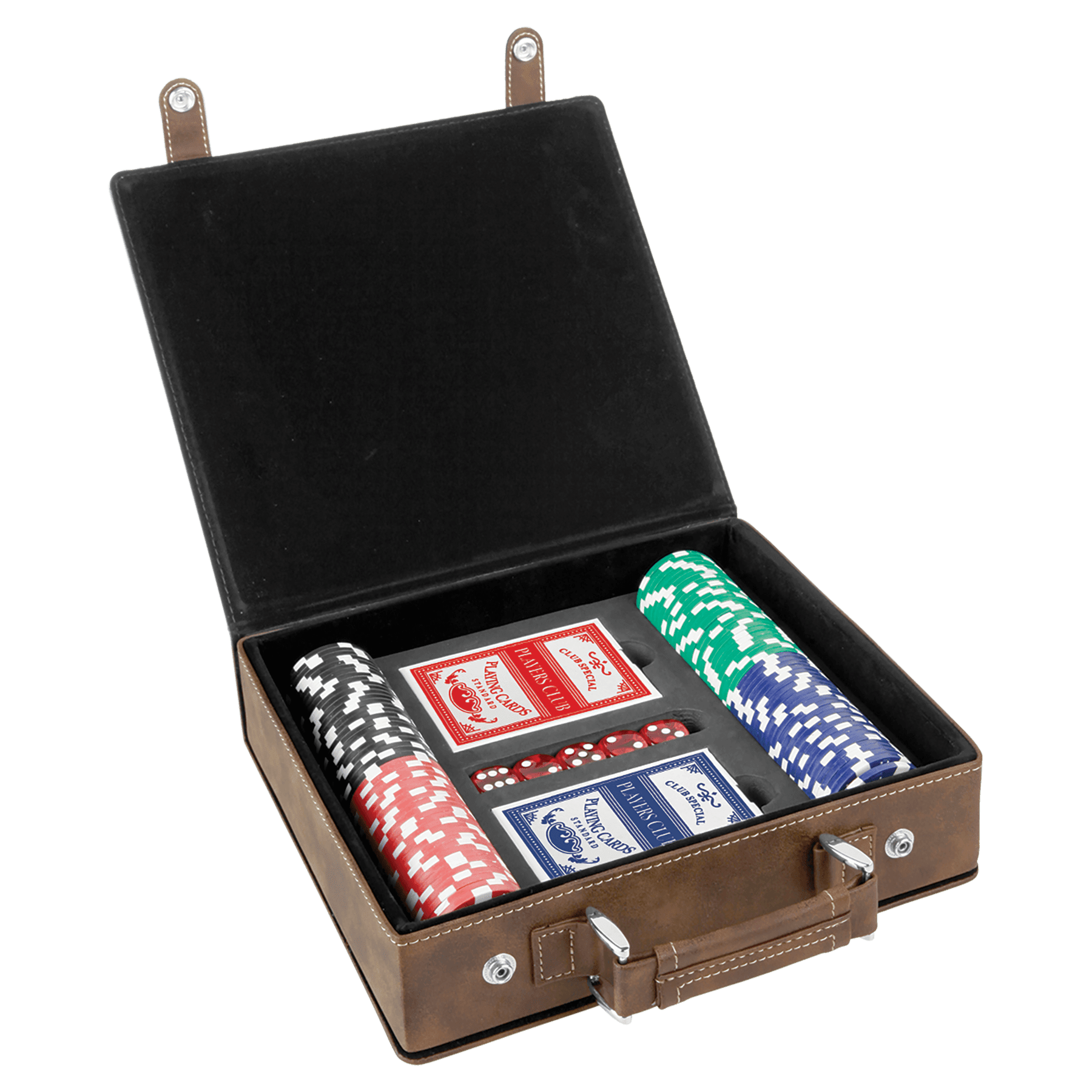 Set da poker, carte e dadi in similpelle laserabile