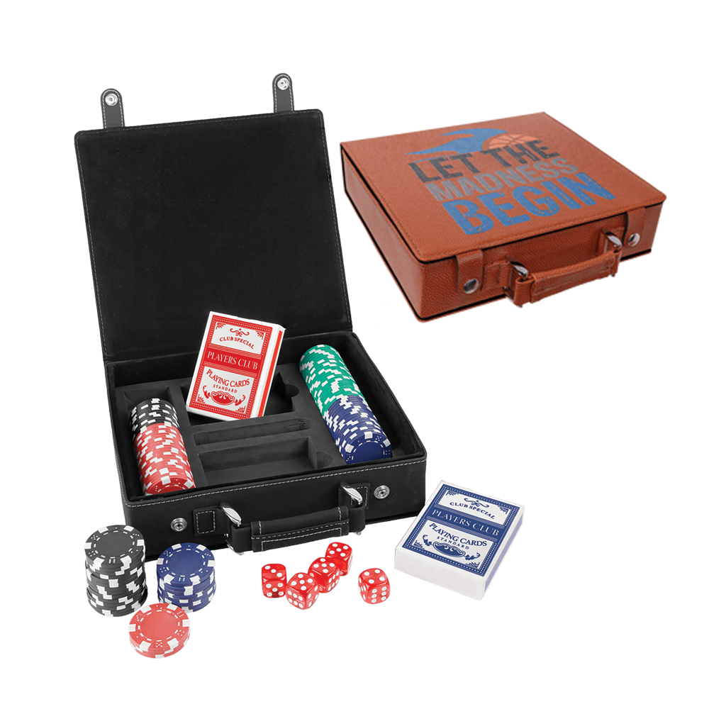 Set da poker, carte e dadi in similpelle laserabile