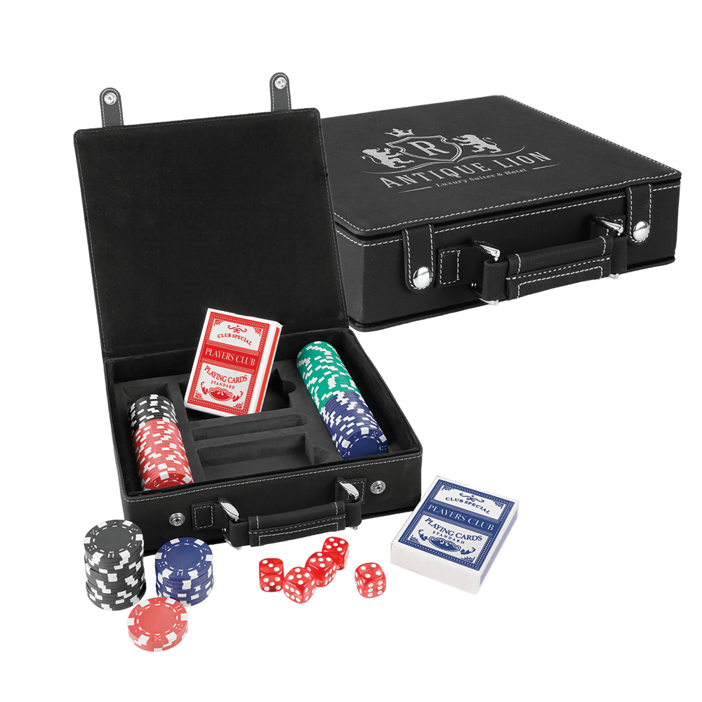 Set da poker, carte e dadi in similpelle laserabile