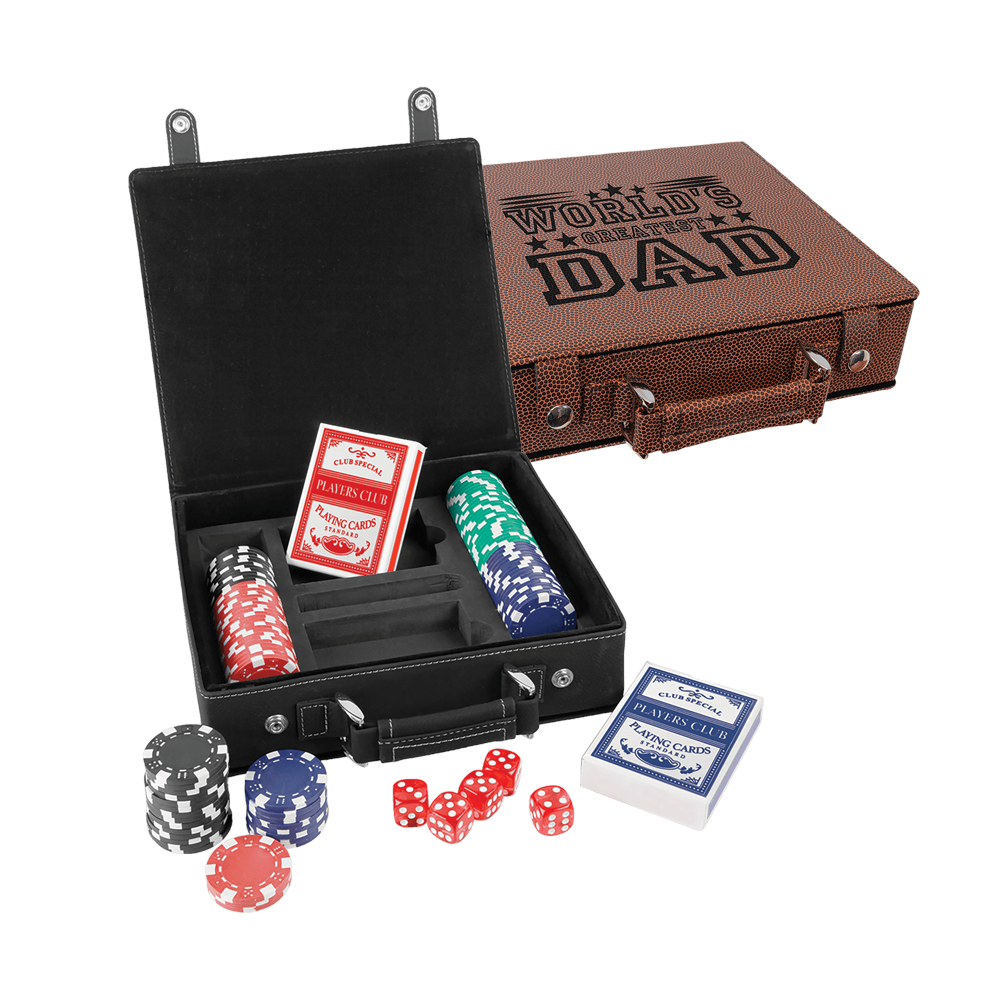 Set da poker, carte e dadi in similpelle laserabile