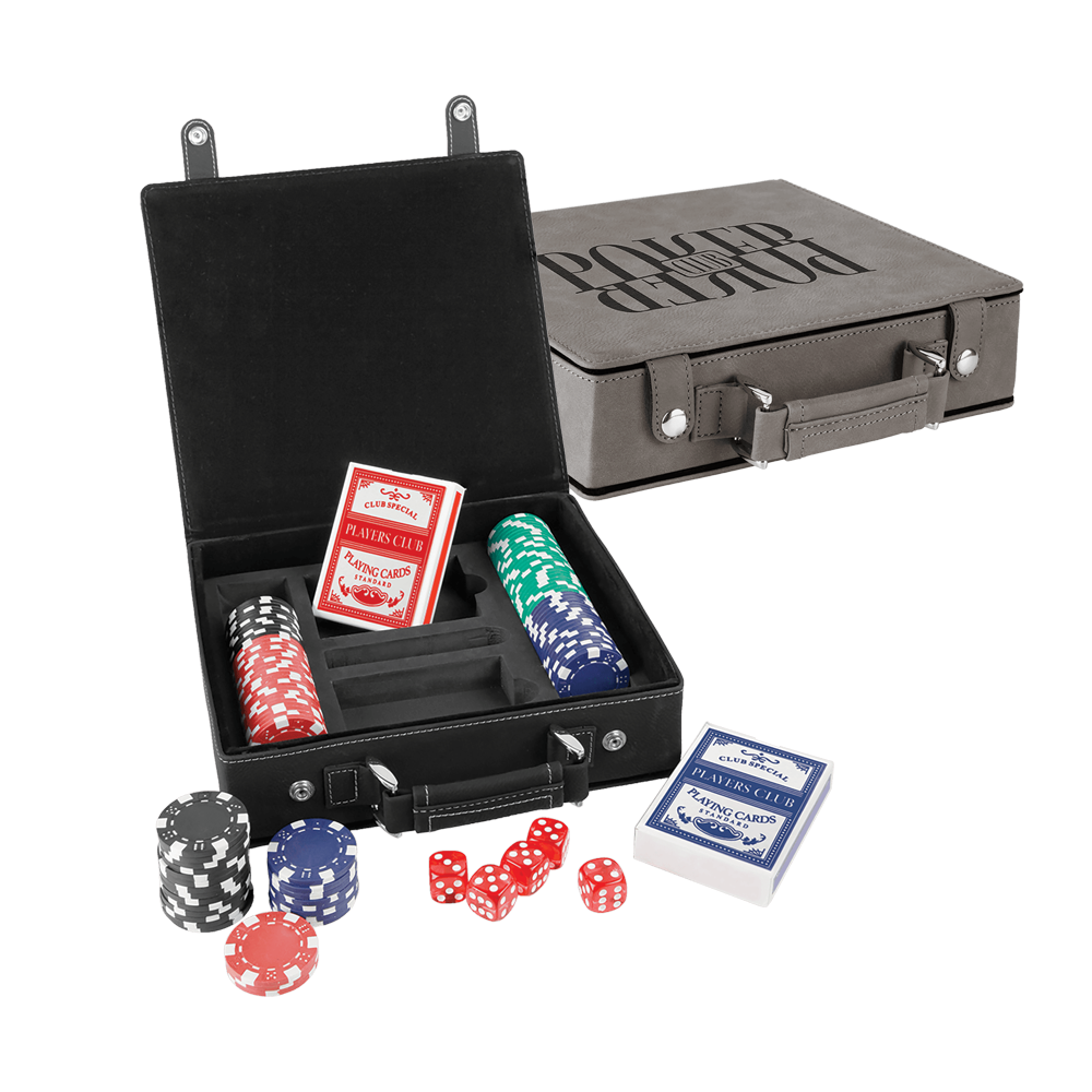 Set da poker, carte e dadi in similpelle laserabile