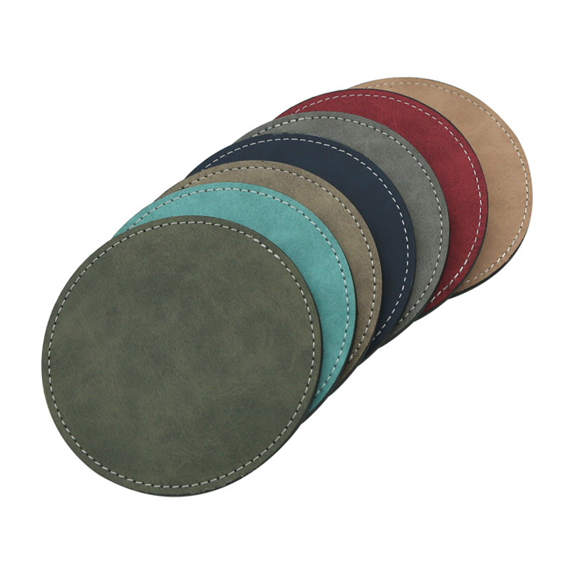 Sottobicchiere per tazza in pelle PU sublimatica, rotondo