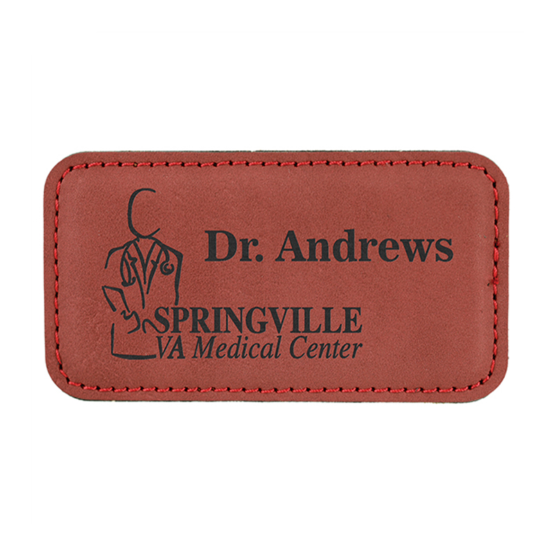 Badge rettangolare in similpelle laserabile con magnete
