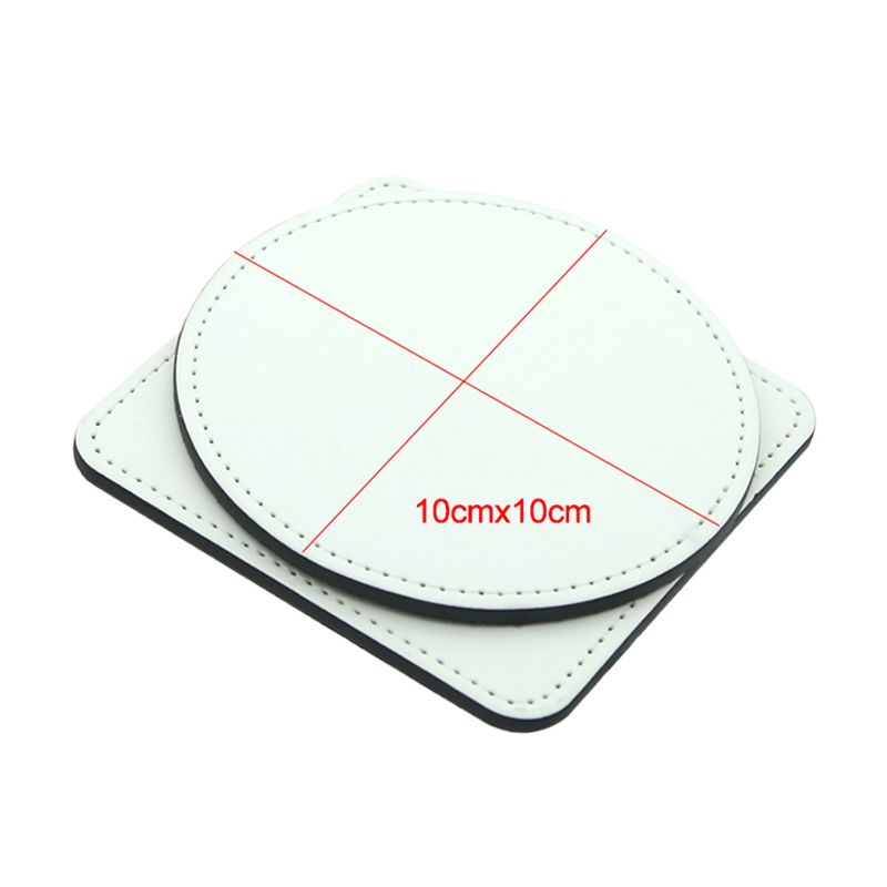 Sottobicchiere per tazza in pelle PU sublimatica, rotondo