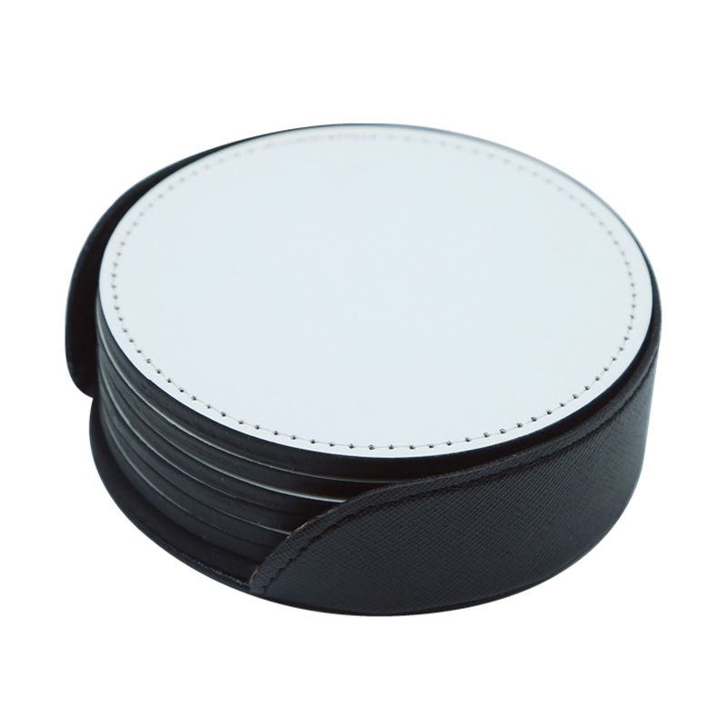 Sottobicchiere per tazza in pelle PU sublimatica, rotondo
