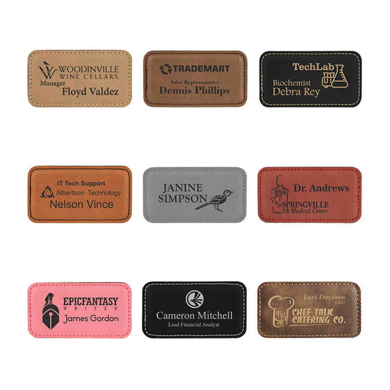 Badge rettangolare in similpelle laserabile con magnete