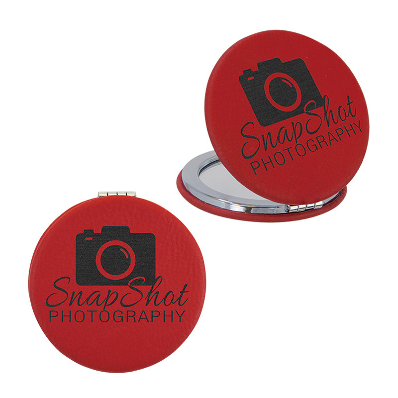 Specchio compatto in similpelle laserabile Specchio compatto in similpelle laserabile