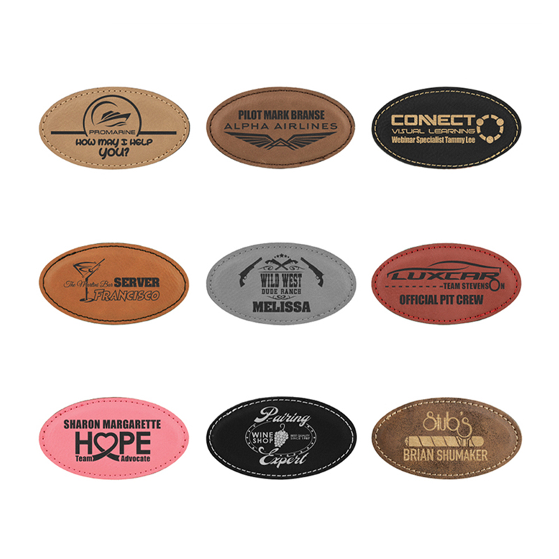 Badge ovale in similpelle laserabile con magnete