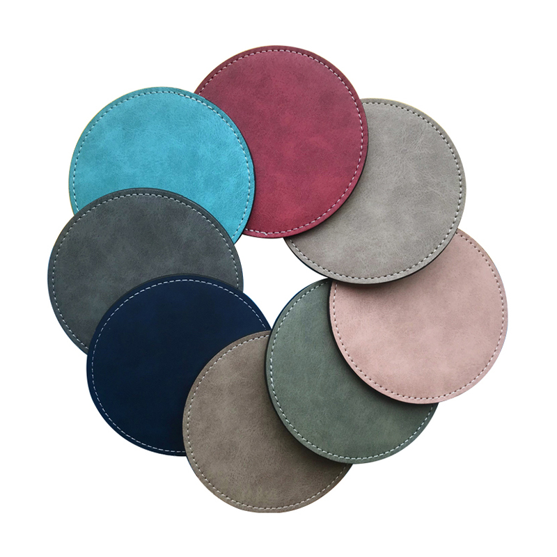 Sottobicchiere per tazza in pelle PU sublimatica, rotondo