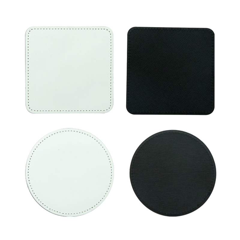 Sottobicchiere per tazza in pelle PU sublimatica, rotondo