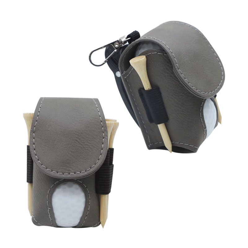 Porta palline da golf in similpelle laserabile con 5 tee in legno
