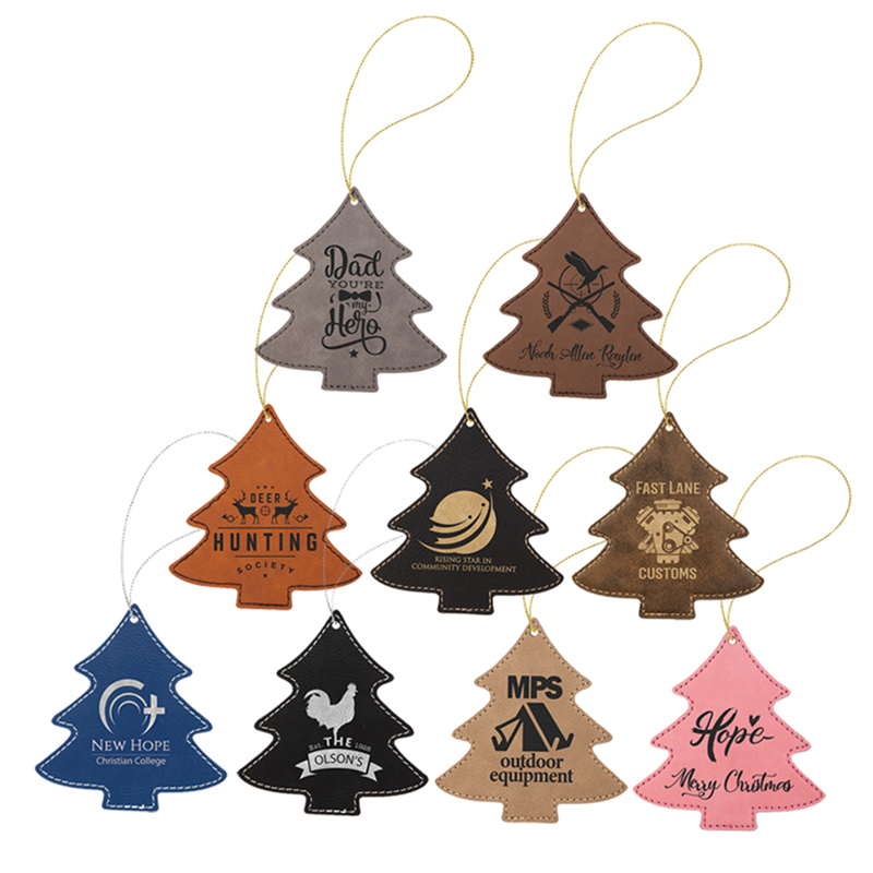 Ornamento per albero in similpelle laserabile