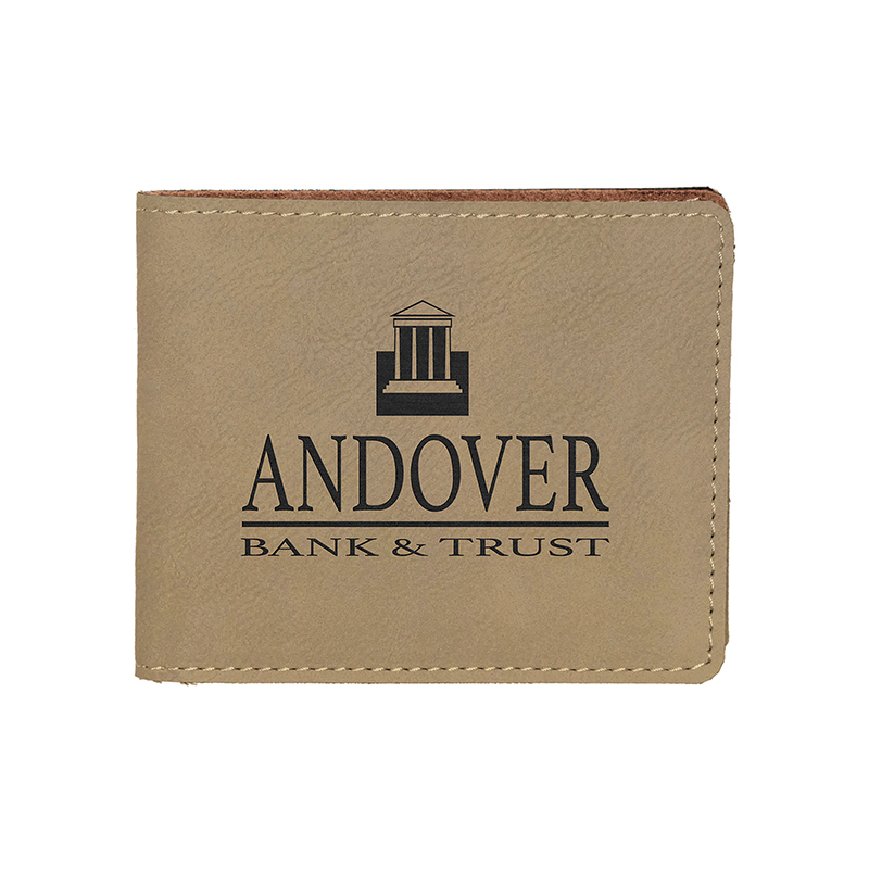 Portafoglio bifold in similpelle laserabile