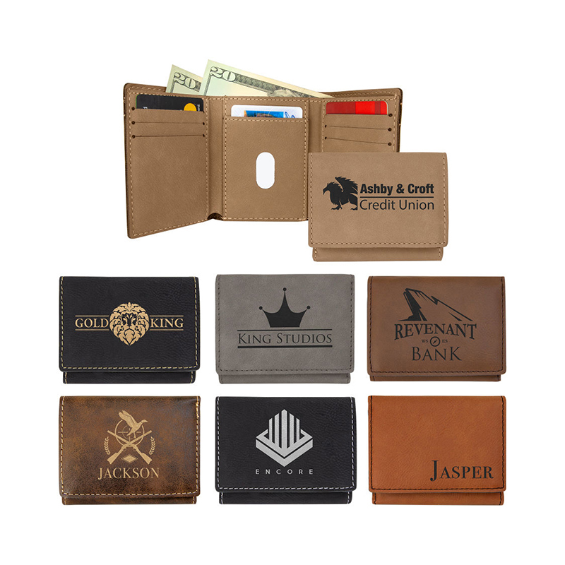 Portafoglio trifold in similpelle laserabile