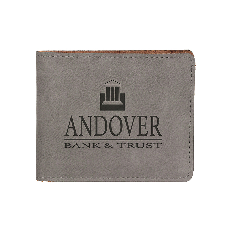 Portafoglio bifold in similpelle laserabile