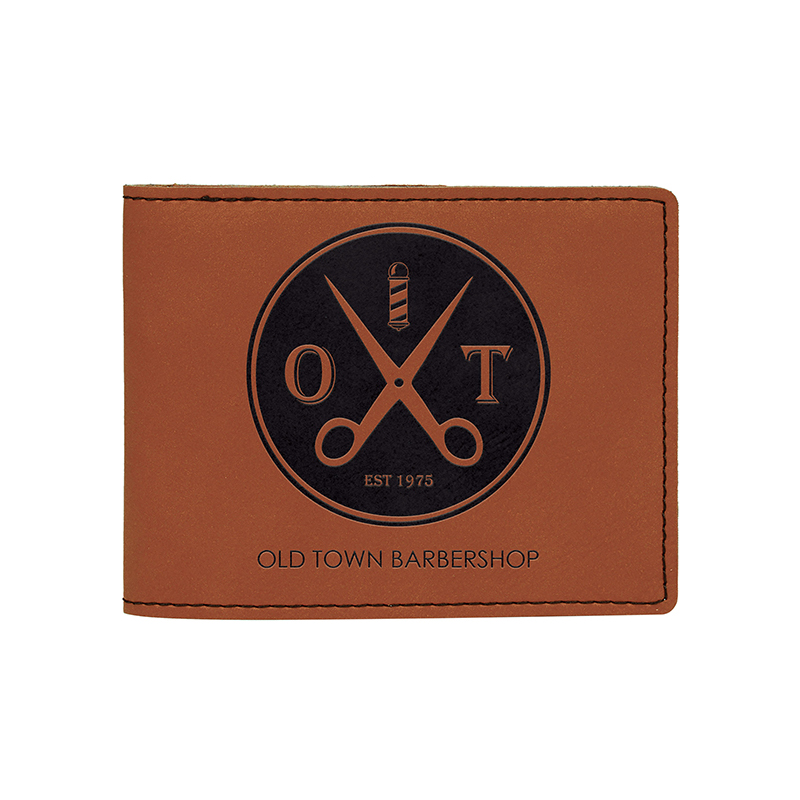 Portafoglio bifold in similpelle laserabile