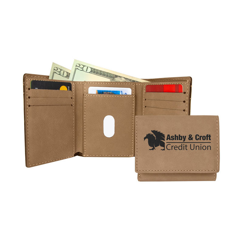 Portafoglio trifold in similpelle laserabile