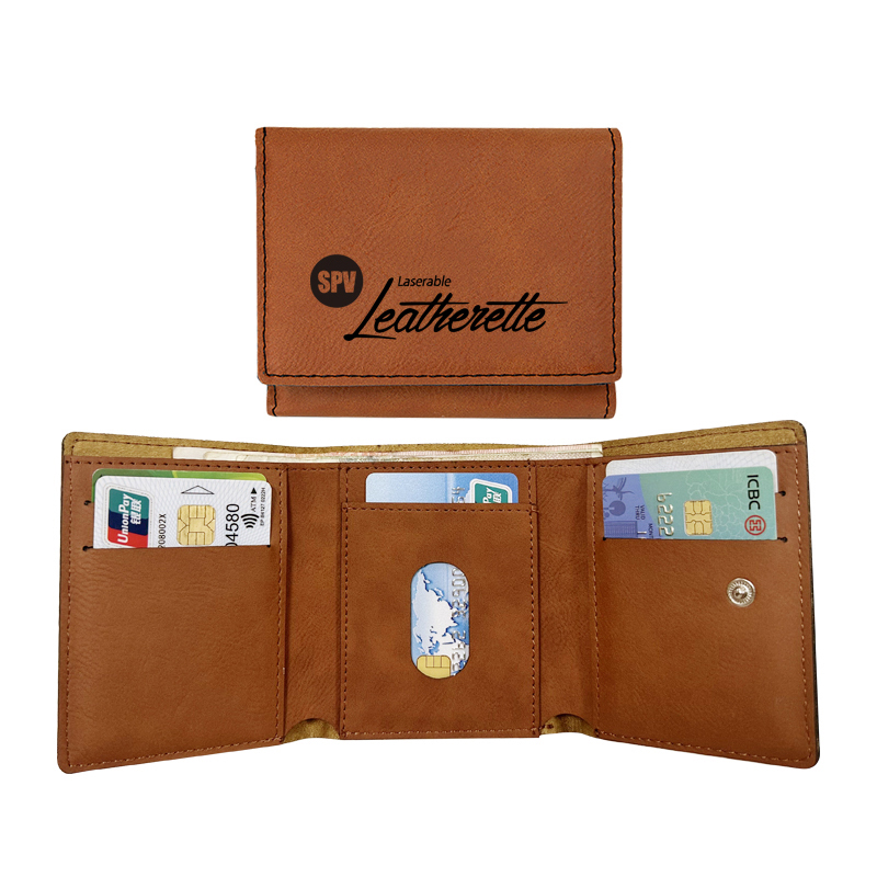 Portafoglio trifold in similpelle laserabile