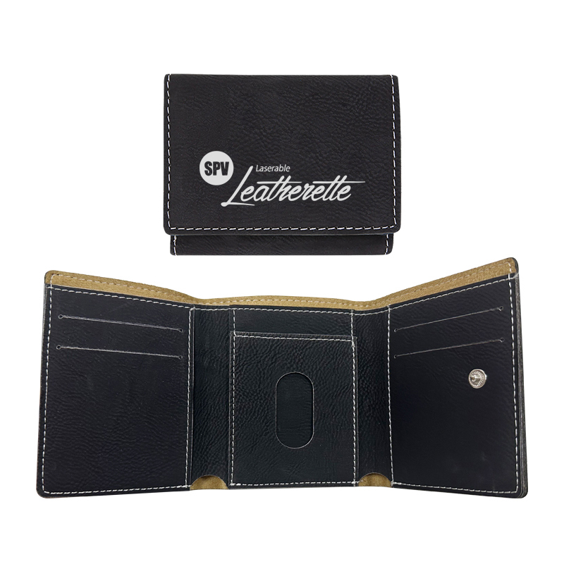 Portafoglio trifold in similpelle laserabile