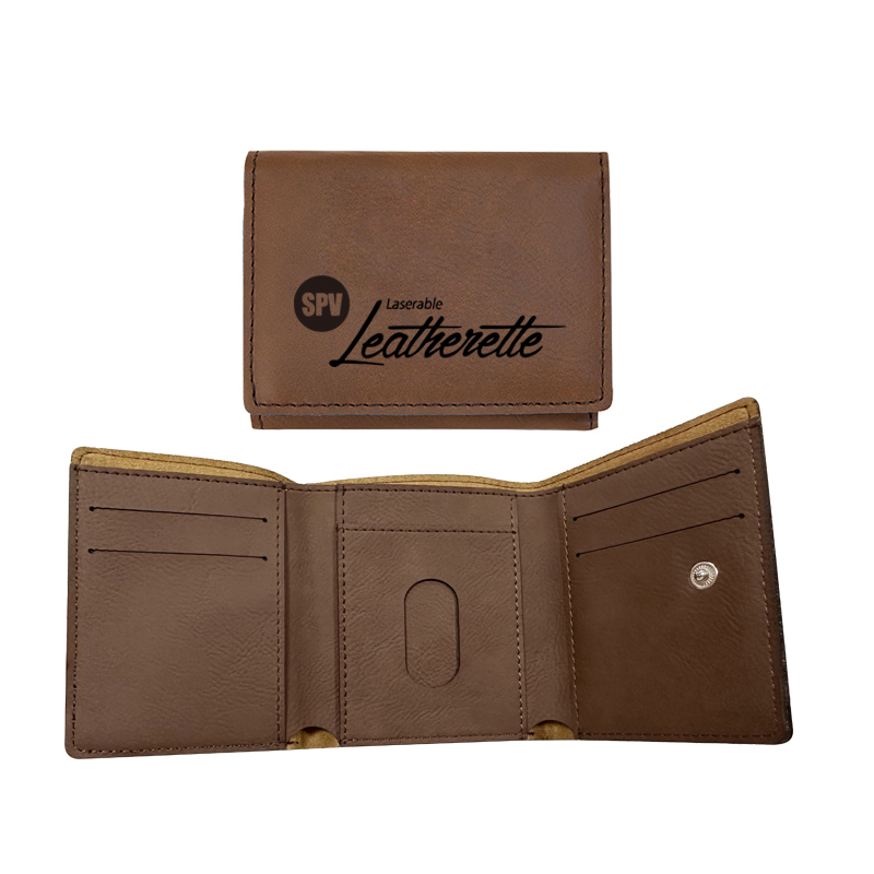 Portafoglio trifold in similpelle laserabile