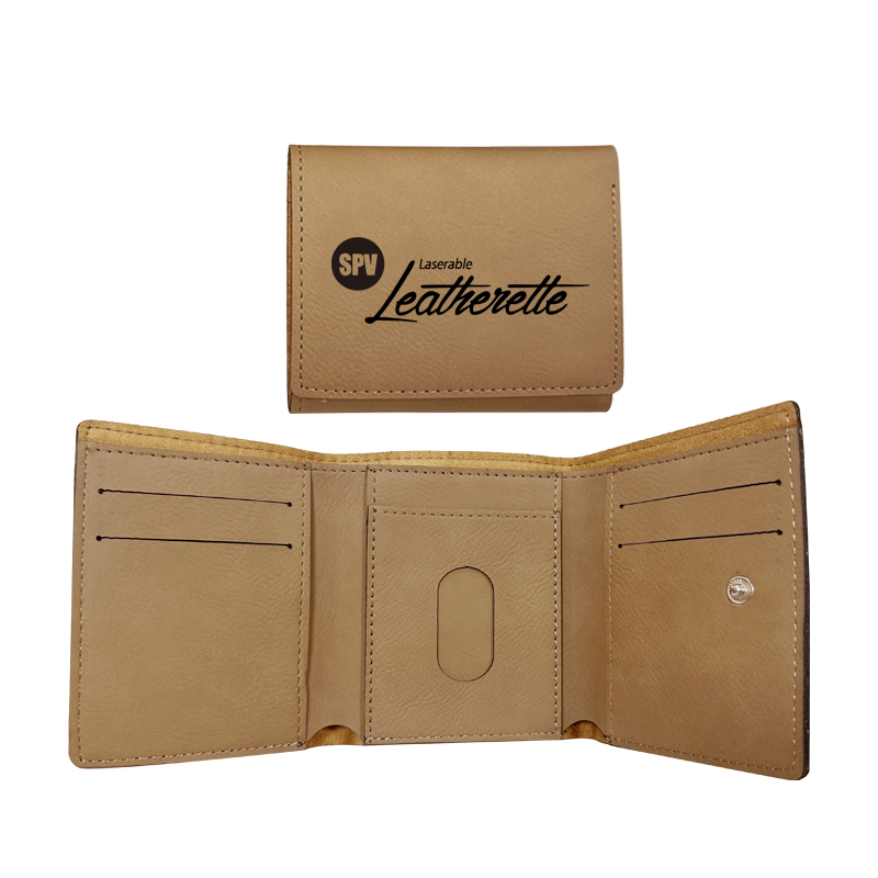 Portafoglio trifold in similpelle laserabile