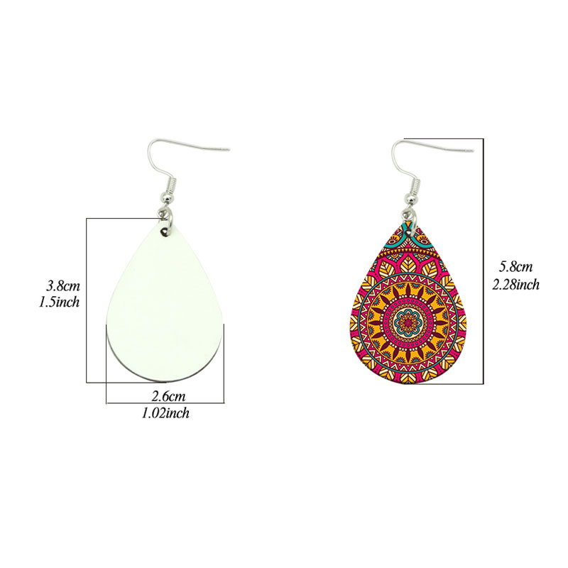 Orecchini in pelle PU sublimatica a forma di goccia (coppia)