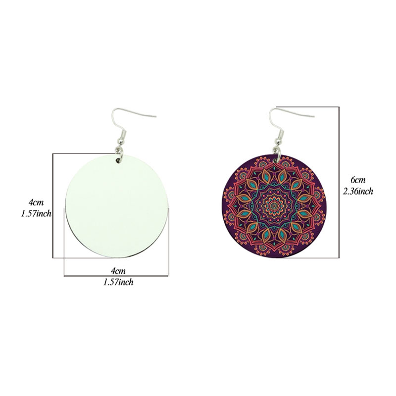 Orecchino in pelle PU sublimato forma rotonda (coppia)