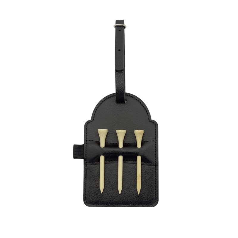 Etichetta per sacca da golf in similpelle sublimatica con 3 tee in legno