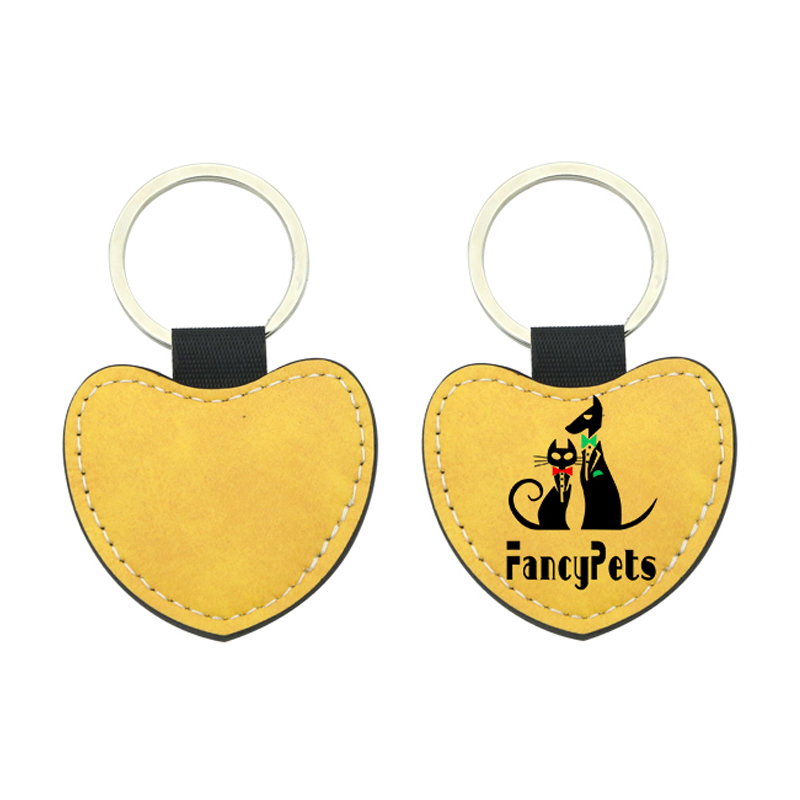 Portachiavi a forma di cuore in pelle PU sublimatica - Stampa fronte-retro Portachiavi a forma di cuore in pelle PU sublimatica - Stampa fronte-retro
