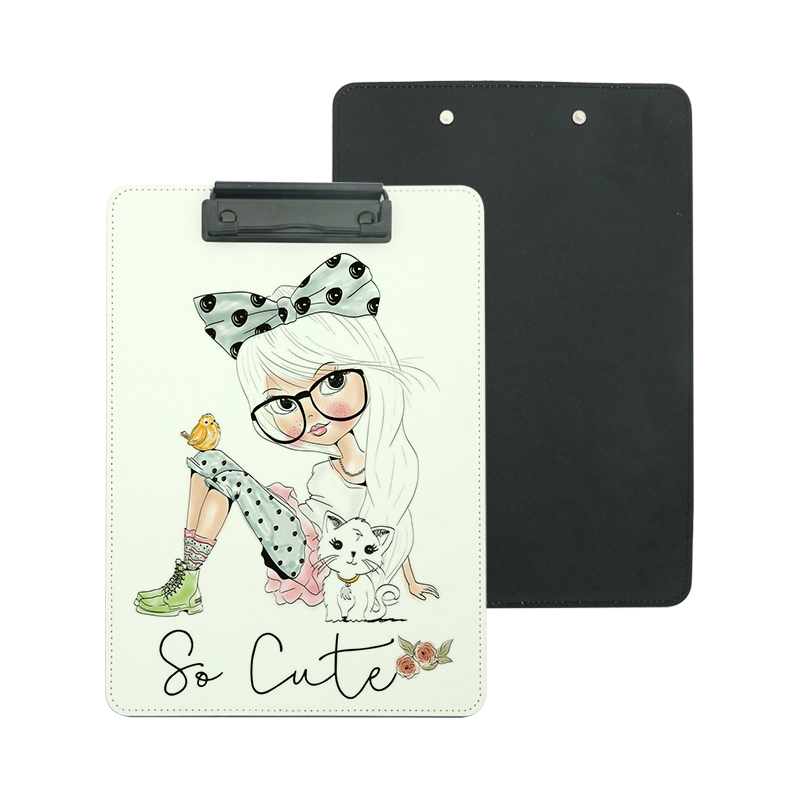 Portablocco in pelle PU sublimatica con clip in metallo - A4