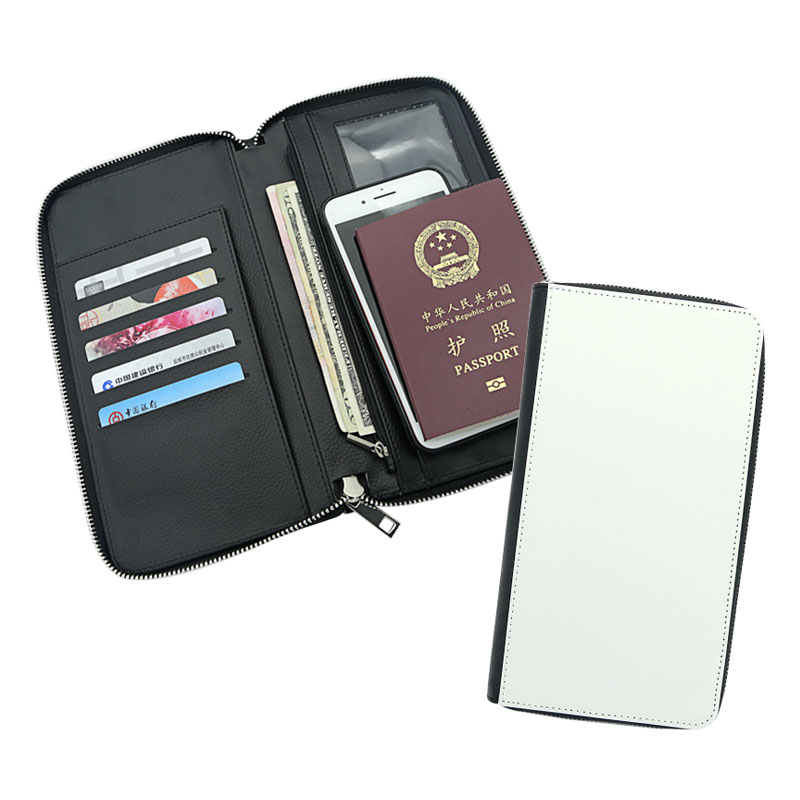 Porta passaporto in similpelle sublimatica con cerniera e pelle PU interna
