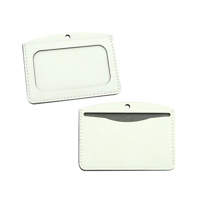 Porta badge identificativo in similpelle sublimatica - Doppio strato orizzontale per carte
