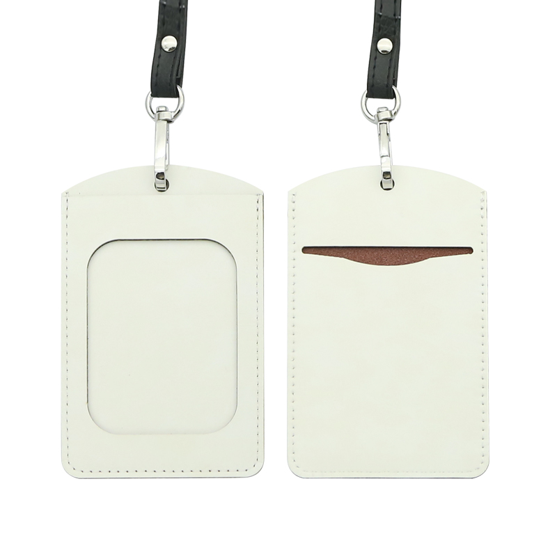 Porta badge identificativo in similpelle sublimatica - Doppio strato dritto per carte