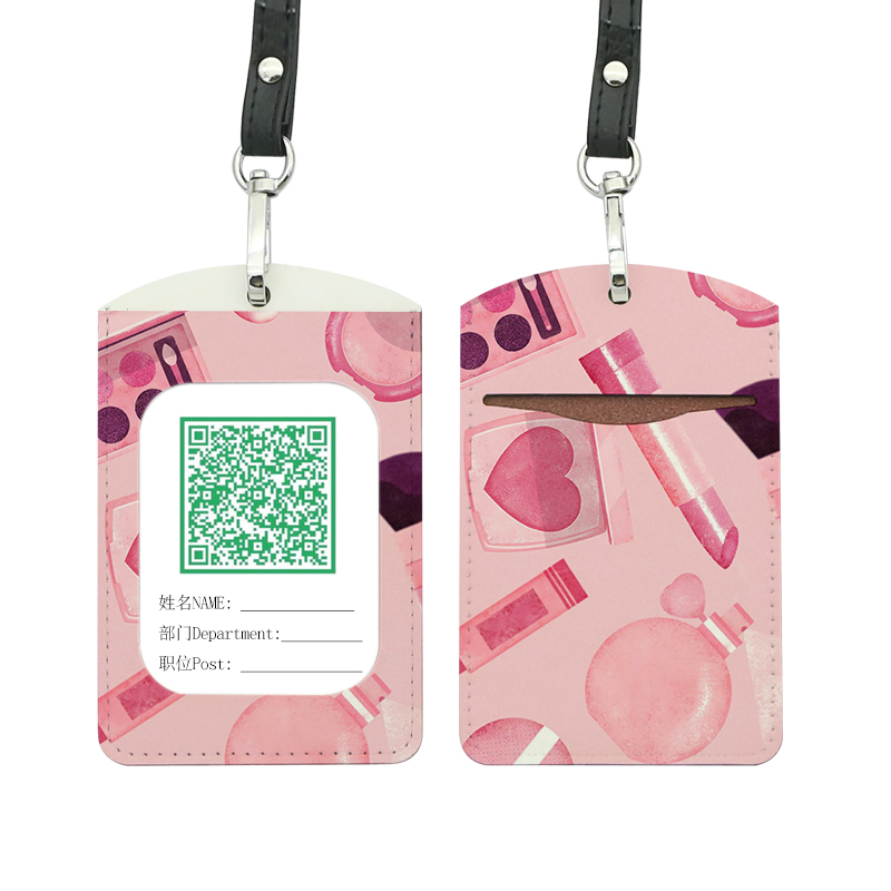 Porta badge identificativo in similpelle sublimatica - Doppio strato dritto per carte