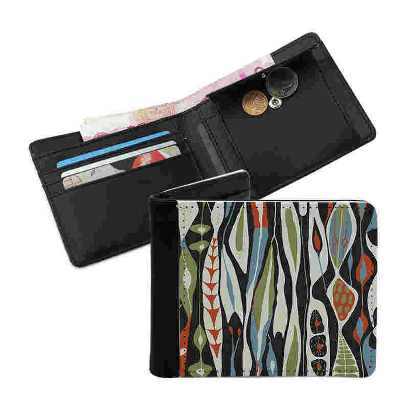 Portafoglio bifold da uomo in similpelle sublimatica con tasca portamonete